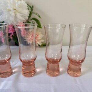 Vintage Pier 1 Coral Glasses Set – Flared Retro Tumblers‎ for Juice or Cocktails